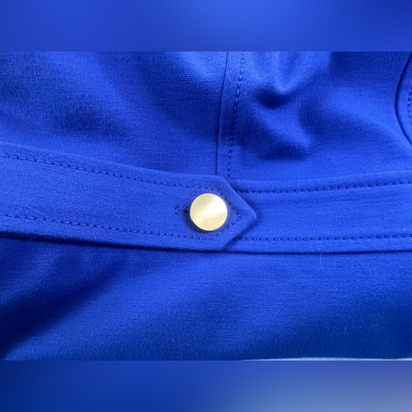 TALBOTS Dress Women’s Size 8 Blue Midi‎ Cap Sleeve Fitted Stretch Professional - Picture 4 of 7